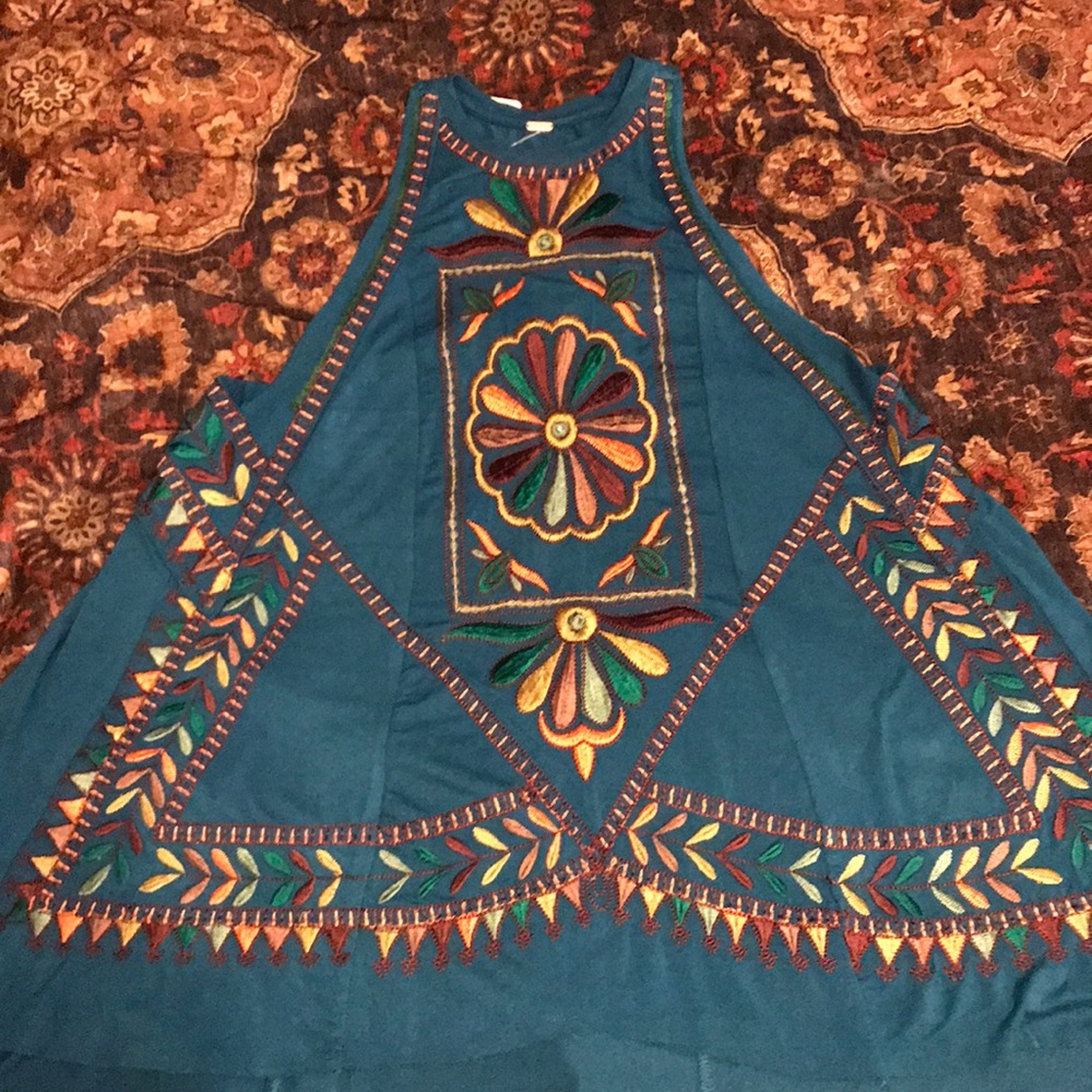 Free People teal tunic top